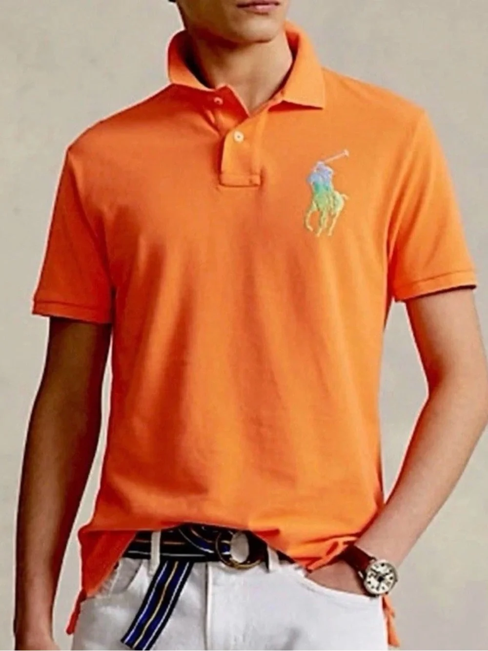 Polo Ralph Lauren Men’s Classic Fit Big Pony Mesh Orange Polo Shirt Sz XXL NWT